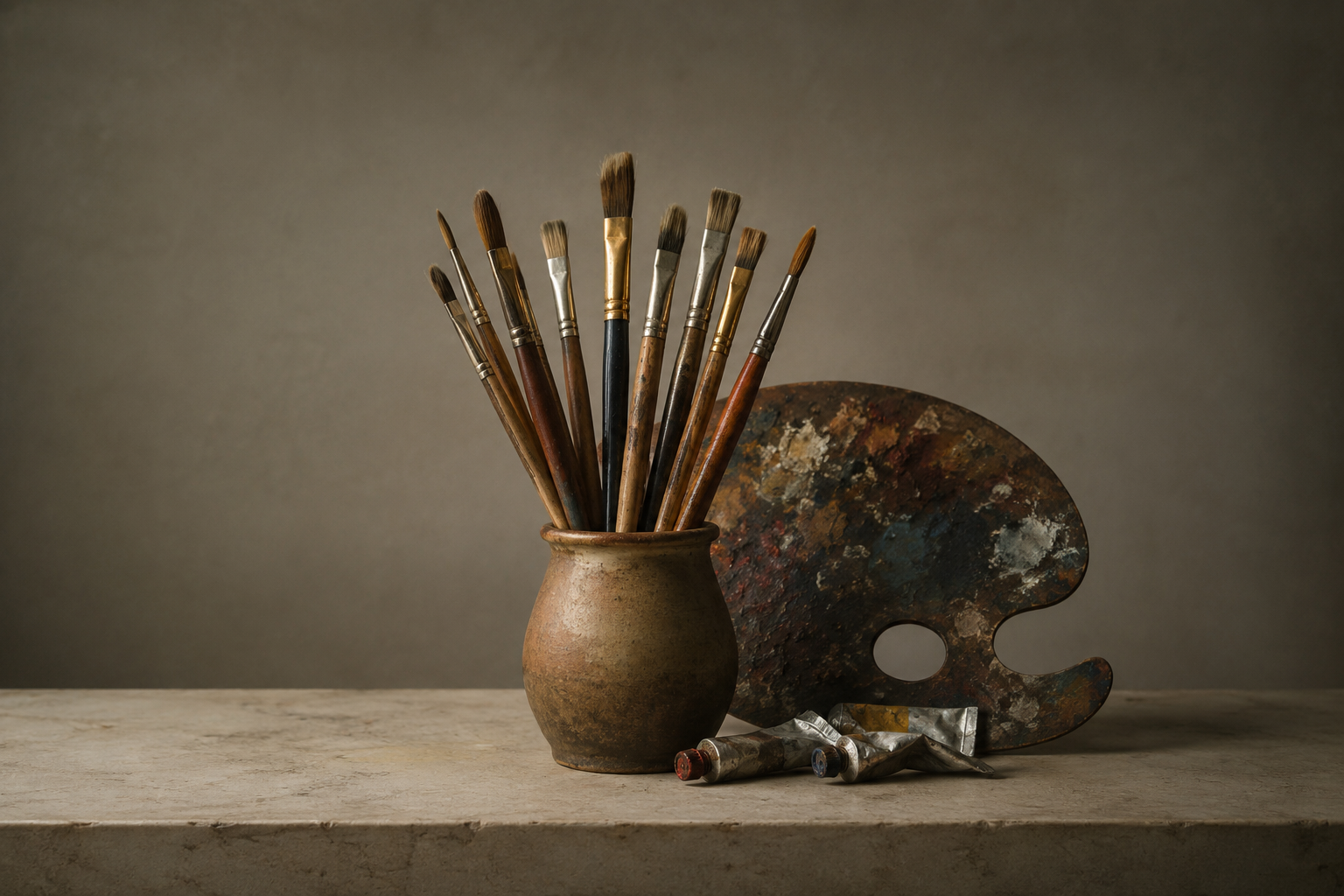 Variety of artist paintbrushes